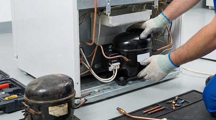 تعویض موتور یخچال اسنوا 1