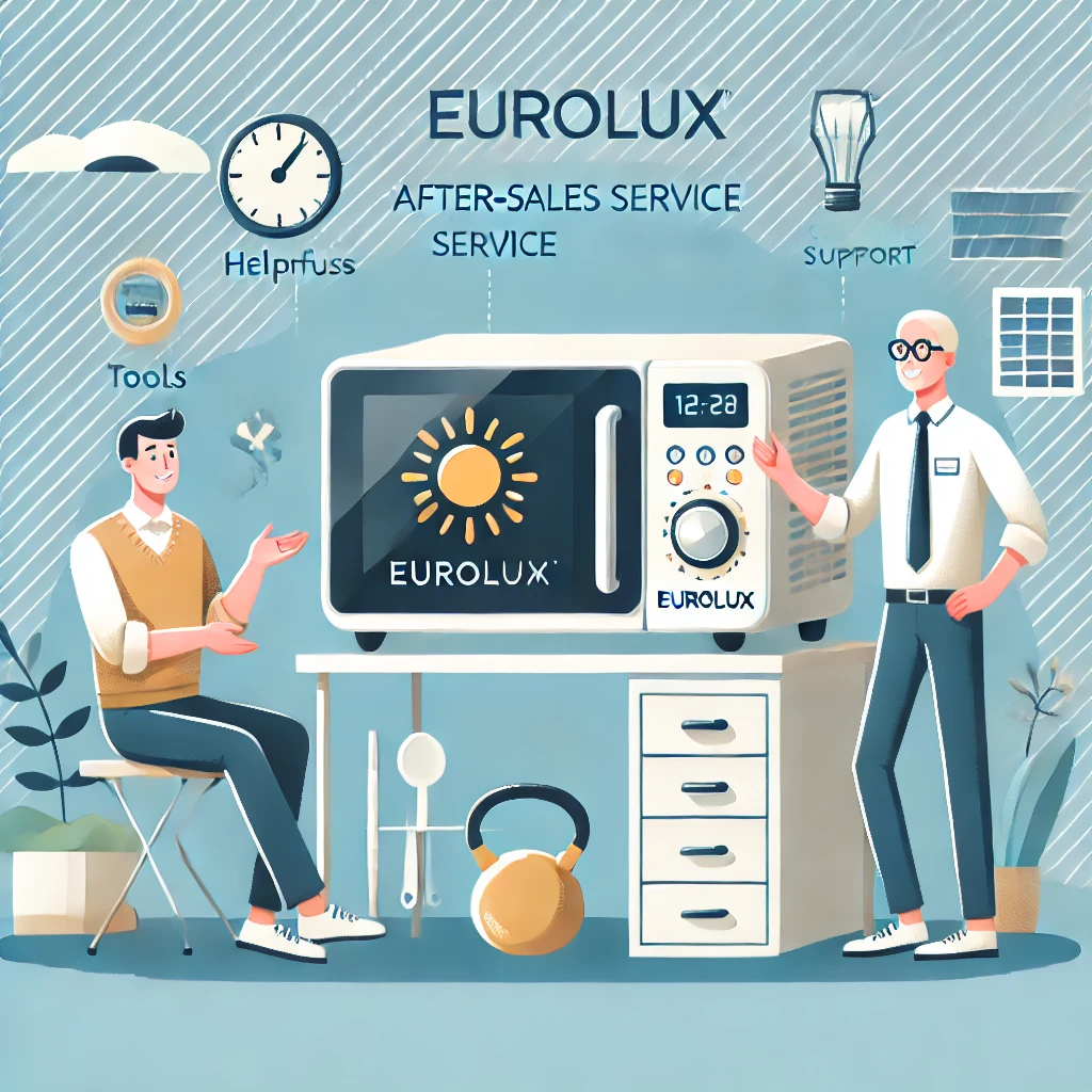 DALL·E 2024 11 02 06.25.01 An image representing after sales service for Eurolux solar microwave ovens solardam. Show a friendly and professional service team assisting a cust